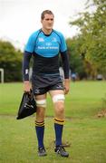 5 September 2011; Leinster's Devon Toner arrives for squad training ahead of their side's Celtic League game against Dragons on Friday. Leinster Rugby Squad Training, Thornfields, UCD, Belfield, Dublin. Picture credit: Barry Cregg / SPORTSFILE