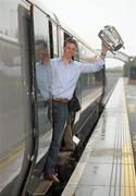 5 September 2011; Kilkenny captain Brian Hogan with the Liam MacCarthy cup as he boards the train to Kilkenny for their homecoming. Hazelhatch Station, Celbridge, Co. Kildare. Photo by Sportsfile