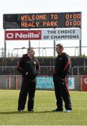 26 March 2017; Mayo manager Stephen Rochford, left, with Mayo Selector Peter Burke before the Allianz Football League Division 1 Round 6 match between Tyrone and Mayo at Healy Park in Omagh. Photo by Oliver McVeigh/Sportsfile