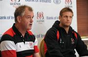 6 September 2011; Ulster head coach Brian McLaughlin and captain Chris Henry during a press conference ahead of their Celtic League game against Aironi on Saturday. Ulster Rugby Press Conference, Newforge Training Ground, Belfast, Co. Antrim. Picture credit: Oliver McVeigh / SPORTSFILE