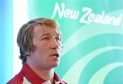 7 September 2011; Ireland hooker Jerry Flannery speaking at a press conference ahead of their Pool C opening game against the USA on the 11th of September. Ireland Rugby Squad Press Conference - 2011 Rugby World Cup, Crowne Plaza Hotel, Queenstown, New Zealand. Picture credit: Brendan Moran / SPORTSFILE