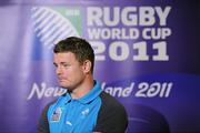 9 September 2011; Ireland captain Brian O'Driscoll during a press conference ahead of their Pool C opening game against the USA on Sunday. Ireland Rugby Squad Press Conference, 2011 Rugby World Cup, Devon Hotel, New Plymouth, New Zealand. Picture credit: Brendan Moran / SPORTSFILE