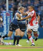 9 September 2011; Fionn Carr, Leinster, in action against Gavin Thomas, Dragons. Celtic League, Leinster v Dragons, RDS, Ballsbridge, Dublin. Photo by Sportsfile