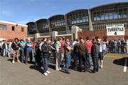 10 September 2011; Supporters queue outside the offices of Shamrock Rovers FC as they wait to purchase tickets for the UEFA Europa League games. Tallaght Stadium, Tallaght, Co. Dublin.  Picture credit: Ray McManus / SPORTSFILE