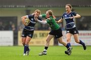 10 September 2011; Amy Davis, centre, Leinster, with support from team-mate Áine Ní Chathain, is tackled by Alison Miller, right, and Amy O'Callaghan, Connacht. Women's Interprovincial, Leinster v Connacht, Ashbourne RFC, Ashbourne, Co. Meath. Picture credit: Barry Cregg / SPORTSFILE