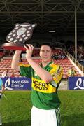 10 September 2011; Kerry captain Jason Bowler lifts the trophy. Bord Gais Energy GAA Hurling Under 21 All-Ireland 'B' Championship Final, Kerry v Westmeath, Semple Stadium, Thurles, Co. Tipperary. Picture credit: Ray McManus / SPORTSFILE