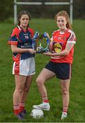 28 March 2017; In attendance during the Lidl Post Primary Schools Junior Finals Media Day are Ciara Healy, left, from Mercy Ballymahon of Longford, and Emma Flynn from St. Angela's of Waterford at Clonlife College, in Dublin. The Lidl All Ireland Post Primary School’s Finals take place this weekend. The Lidl Junior A Final takes place in Birr on Friday at 1:00pm when John the Baptist from Limerick face Loreto of Cavan. The Lidl Junior B sees St. Angela’s of Waterford meet Mercy Ballymahon of Longford, in Clane at 3pm on Sunday and the C Final will take place on Friday when St. Columba’s Glenties of Donegal play Coláiste Baile Chláir of Galway. Photo by Eóin Noonan/Sportsfile