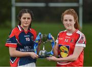 28 March 2017; In attendance during the Lidl Post Primary Schools Junior Finals Media Day are Ciara Healy, left, from Mercy Ballymahon of Longford, and Emma Flynn from St. Angela's of Waterford at Clonlife College, in Dublin. The Lidl All Ireland Post Primary School’s Finals take place this weekend. The Lidl Junior A Final takes place in Birr on Friday at 1:00pm when John the Baptist from Limerick face Loreto of Cavan. The Lidl Junior B sees St. Angela’s of Waterford meet Mercy Ballymahon of Longford, in Clane at 3pm on Sunday and the C Final will take place on Friday when St. Columba’s Glenties of Donegal play Coláiste Baile Chláir of Galway. Photo by Eóin Noonan/Sportsfile
