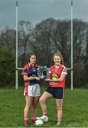 28 March 2017; In attendance during the Lidl Post Primary Schools Junior Finals Media Day are Ciara Healy, left, from Mercy Ballymahon of Longford, and Emma Flynn from St. Angela's of Waterford at Clonlife College, in Dublin. The Lidl All Ireland Post Primary School’s Finals take place this weekend. The Lidl Junior A Final takes place in Birr on Friday at 1:00pm when John the Baptist from Limerick face Loreto of Cavan. The Lidl Junior B sees St. Angela’s of Waterford meet Mercy Ballymahon of Longford, in Clane at 3pm on Sunday and the C Final will take place on Friday when St. Columba’s Glenties of Donegal play Coláiste Baile Chláir of Galway. Photo by Eóin Noonan/Sportsfile