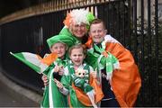 28 March 2017; Republic of Ireland supporters Samantham McEntee with her two sons Ciaran age 8, left, and Connor age 11, with their cousin Robyn Winston age 8, from Navan Co. Meath, prior to the International Friendly match between the Republic of Ireland and Iceland at the Aviva Stadium in Dublin. Photo by Matt Browne/Sportsfile
