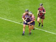 11 September 2011; Wexford's Ursula Jacob celebrates after scoring her side's second goal with team-mate Kate Kelly, right. All-Ireland Senior Camogie Championship Final in association with RTE Sport, Galway v Wexford, Croke Park, Dublin. Picture credit: Pat Murphy / SPORTSFILE