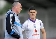 2 September 2011; Dublin manager Pat Gilroy in conversation with Diarmuid Connolly during a training session ahead of the GAA Football All-Ireland Senior Championship Final, on September 18th. Dublin Football Squad Training, Parnell Park, Dublin. Picture credit: Barry Cregg / SPORTSFILE