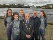 30 March 2017; Mayor of the City and County of Limerick Kieran O'Hanlon with Republic of Ireland manager Dave Connell and players from left Chloe Moloney, Roma Mclaughlin,  Niamh Prior and Amanda McQuillan at the Women's Under 19 Squad Announcement at the Mayor's Office in Limerick. Photo by Matt Browne/Sportsfile