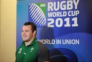 14 September 2011; Ireland prop Cian Healy during a press conference ahead of their 2011 Rugby World Cup, Pool C, game against Australia on Saturday. Ireland Rugby Squad Press Conference, Waipuna Hotel, Auckland, New Zealand. Picture credit: Brendan Moran / SPORTSFILE