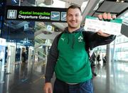 15 September 2011; Ireland's Damien Varley departs to join the Ireland squad for the 2011 Rugby World Cup. Dublin Airport, Dublin. Picture credit: Brian Lawless / SPORTSFILE