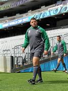 16 September 2011; Ireland prop Mike Ross walks onto the pitch at Eden Park before the Ireland Squad Captain's Run ahead of their 2011 Rugby World Cup, Pool C, game against Australia on Saturday. Ireland Rugby Squad Press Conference, Eden Park, Auckland, New Zealand. Picture credit: Brendan Moran / SPORTSFILE