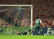 16 September 2011; Ian Turner, out of picture, Cork City, has his shot saves off the line from Evan McMillan, St. Patrick’s Athletic. FAI Ford Cup Quarter-final, Cork City v St. Patrick’s Athletic, Turner’s Cross, Co. Cork. Picture credit: David Maher / SPORTSFILE