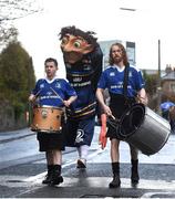 1 April 2017; Ronan McBride, left, and Fiachra Kinder of The Hit Machine Drummers perform on Lansdowne Road ahead of the European Rugby Champions Cup Quarter-Final match between Leinster and Wasps at the Aviva Stadium in Dublin. Photo by Cody Glenn/Sportsfile