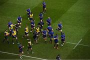 1 April 2017; Leinster players after warm-ups ahead of the European Rugby Champions Cup Quarter-Final match between Leinster and Wasps at the Aviva Stadium in Dublin. Photo by Cody Glenn/Sportsfile