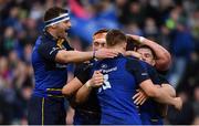 1 April 2017; Leinster players, including Fergus McFadden celebrate a try during the European Rugby Champions Cup Quarter-Final match between Leinster and Wasps at Aviva Stadium in Dublin. Photo by Ramsey Cardy/Sportsfile