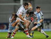 16 September 2011; Pedrie Wannenburg, Ulster, is tackled by Xavier Rush, Cardiff Blues. Celtic League, Ulster v Cardiff Blues, Ravenhill Park, Belfast, Co. Antrim. Photo by Sportsfile