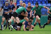 18 September 2011; Thomas Farrell, Leinster, is tackled by Darragh Leader, Connacht, Sword Security Under 19 Blue Interprovincial, Leinster v Connacht, Donnybrook Stadium, Donnybrook, Dublin. Picture credit: Matt Browne / SPORTSFILE