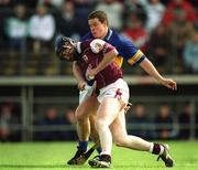 14 April 2002; Liam Hodgins of Galway in action against John Carroll of Tipperary during the Allianz National Hurling League Quarter-Final match between Galway and Tipperary at Semple Stadium in Thurles, Tipperary. Photo by Brendan Moran/Sportsfile