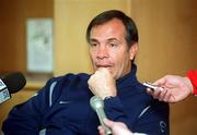 16 April 2002; Head coach Bruce Arena speaking during a USA press conference at the Burlington Hotel in Dublin. Photo by Matt Browne/Sportsfile