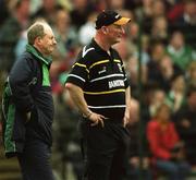 21 April 2002; Limerick manager Eamonn Cregan and Kilkenny manager Brian Cody during the Allianz National Hurling League Semi-Final match between Kilkenny and Limerick at Gaelic Grounds in Limerick. Photo by Damien Eagers/Sportsfile