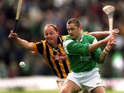 21 April 2002; Clement Smith of Limerick in action against Andy Comerford of Kilkenny during the Allianz National Hurling League Semi-Final match between Kilkenny and Limerick at Gaelic Grounds in Limerick. Photo by Damien Eagers/Sportsfile