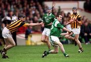 21 April 2002; Donie Ryan of Limerick in action against Noel Hickey of Kilkenny during the Allianz National Hurling League Semi-Final match between Kilkenny and Limerick at Gaelic Grounds in Limerick. Photo by Damien Eagers/Sportsfile