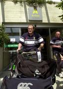 25 April 2002; Peter Clohessy of Munster arrives in Montpellier Airport in France. Photo by Matt Browne/Sportsfile