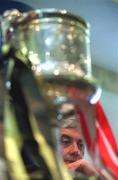 30 April 2002; Cork manager Bertie Óg Murphy speaking at a press conference at the Jurys Hotel in Dublin ahead of the Allianz National Hurling League Final between Kilkenny and Cork. Photo by Brendan Moran/Sportsfile