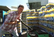 30 April 2002; Republic of Ireland International Niall Quinn at Lansdowne Road when a consignment of Lucozade Sport stocks was dispatched to Japan and Korea in time for the 2002 FIFA World Cup. Photo by Ray McManus/Sportsfile