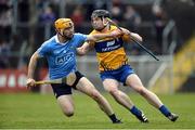 2 April 2017; Tony Kelly of Clare in action against Oisin Gough of Dublin during the Allianz Hurling League Division 1 Relegation Play-Off match between Clare and Dublin at Cusack Park in Ennis, Co Clare. Photo by Diarmuid Greene/Sportsfile