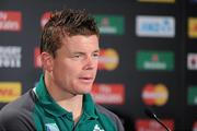 17 September 2011; Ireland captain Brian O'Driscoll at the post-match press conference. 2011 Rugby World Cup, Pool C, Australia v Ireland, Eden Park, Auckland, New Zealand. Picture credit: Brendan Moran / SPORTSFILE
