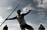 2 April 2017; Peter O'Shea of D.M.P. AC, Co Wexford, competing in the Men's 800g Javelin during the Irish Life Health National Spring Throws Competition at the AIT International Arena in Athlone, Co Westmeath. Photo by Sam Barnes/Sportsfile