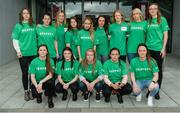 4 April 2017; Republic of Ireland Women's National Team, team-mates wear &quot;Respect&quot; T-shirts in solidarity following a women's national team press conference at Liberty Hall in Dublin. Photo by Cody Glenn/Sportsfile