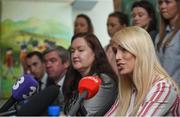 4 April 2017; Stephanie Roche of Republic of Ireland Women's National Team speaks during a women's national team press conference at Liberty Hall in Dublin. Photo by Cody Glenn/Sportsfile