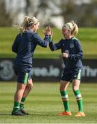 7 April 2017; Savannah McCarthy, left, and Denise O'Sullivan of Republic of Ireland during training at the FAI National Training Centre in Abbotstown, Dublin. Photo by Matt Browne/Sportsfile