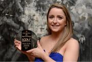 7 April 2017; Eimear Scally, UL and Cork, with the Croke Park Player of the Month Award for March. Eimear was a star for UL as she guided her team to the O’Connor Cup title and it was her crucial penalty that was the deciding score in the final against University College Cork. The Croke Park Hotel in Dublin, Jones' Road, Dublin 3. Photo by Piaras Ó Mídheach/Sportsfile