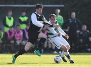 8 April 2017; John McDonagh of Killarney Celtic in action against John Rock of Sheriff YC during the FAI Junior Cup semi final match between Killarney Celtic and Sheriff YC, in association with Aviva and Umbro, at Mastergeeha FC in Killarney, Co. Kerry. Photo by Ramsey Cardy/Sportsfile