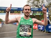 9 April 2017; Mark Christie of Ireland celebrates after winning the Elite Men's Great Ireland Run at Phoenix Park, in Dublin. Photo by Seb Daly/Sportsfile