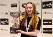 9 April 2017; Shannon Russell of Lurgan Swim Club, Co. Armagh, after winning the Women's 200m Individual Medley Final during the 2017 Irish Open Swimming Championships at the National Aquatic Centre in Dublin. Photo by Seb Daly/Sportsfile