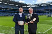 10 April 2017; In attendance at the launch of the Littlewoods Ireland GAA Go Games Provincial Days in Croke Park are Geoff Scully, Managing Director, Littlewoods Ireland, and Uachtarán Chumann Lúthchleas Gael Aogán Ó Fearghail. At the event Littlewoods Ireland were joined by their ambassador and Waterford hurler Austin Gleeson, Dublin Ladies footballer Noelle Healy, Kildare camogie player Siobhan Hurley and Kerry footballer Donnchadh Walsh. The GAA Go Games Provincial Days is an initiative which will see 7,000 children take part in mini versions of hurling and football blitzes over the course of two weeks in April. Photo by Ramsey Cardy/Sportsfile