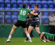 16 September 2011; Luke McGrath, Leinster, is tackled by Jack Carty, left, and Will O'Brien, Connacht. Sword Security Under 20 Interprovincial, Leinster v Connacht, Donnybrook Stadium, Donnybrook, Dublin. Picture credit: Stephen McCarthy / SPORTSFILE