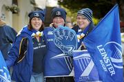 17 September 2011; Leinster supporters Bridget and Elaine Kelly, right, from Ballycullen, Co. Wicklow, with Oisin Doogan, from Greystones, Co. Wicklow, on their way to the game. Celtic League, Leinster v Glasgow Warriors, RDS, Ballsbridge, Dublin. Photo by Sportsfile