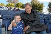 17 September 2011; Leinster supporters Ciaran McLoone, age 5, with his grandfather Chris Melligan, both from Castleknock, Co. Dublin, at the game. Celtic League, Leinster v Glasgow Warriors, RDS, Ballsbridge, Dublin. Photo by Sportsfile