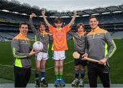 12 April 2017; Comedian, TV host and 1987 All-Ireland winner for Down, Patrick Kielty was joined by a host of GAA All-Stars at Croke Park today to launch Kellogg’s GAA Cúl Camps 2017. Kellogg’s is on a mission for the promotion of nutrition to fuel active play. Last year, 127,000 children took part in Ireland’s largest summer camps enjoying a week of fun, GAA coaching, nutrition education and a free kit. kelloggsculcamps.gaa.ie for information and registration. At the launch in Croke Park, Dublin, are Kellogg’s GAA Cúl Camps ambassadors Lee Keegan, Mayo footballer, and Tipperary hurler Seamus Callanan, with, from left, Lilyanna Healy, age 9 Tom Healy, age 11, and Oliver Healy, age 8. Photo by Stephen McCarthy/Sportsfile