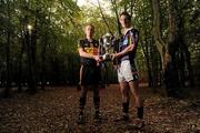 3 October 2011; All-Ireland finalists Colm Cooper, Dr. Crokes, Kevin Nolan, Kilmacud Crokes, Lar Corbett, Thurles Sarsfields, Brian Hogan, O'Loughlin Gaels, were back in their club colours at Faughs GAA Club, Dublin, for the launch of the 2011/2012 AIB GAA Club Championships. Pictured at the launch are Colm Cooper, Dr. Crokes, and Kevin Nolan, Kilmacud Crokes, right, who are aiming to go back to Croke Park in their club colours. Picture credit: Pat Murphy / SPORTSFILE